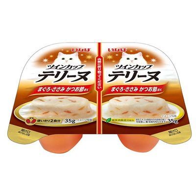 いなば ツインカップ テリーヌ まぐろ・ささみ かつお節添え 35g×2パック(1ケース48セット)