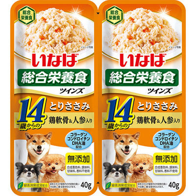 いなば ツインズ 14歳からのとりささみ 鶏軟骨&人参入り40g×2パック(1ケース48セット)