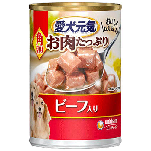 ユニ・チャーム 愛犬元気 缶 角切りビーフ入り 375g×48缶