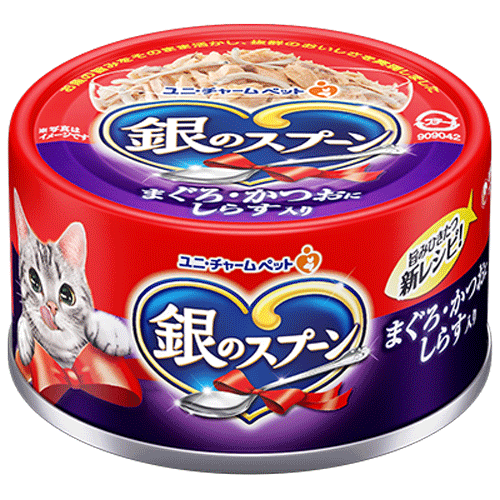 ユニ・チャーム 銀のスプーン 缶 まぐろ・かつおにしらす入り 70g×48缶