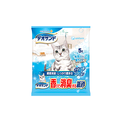 ユニ・チャーム デオサンド 香りで消臭する紙砂 ナチュラルソープの香り 5ℓ×6袋
