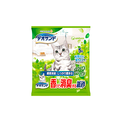 ユニ・チャーム デオサンド 香りで消臭する紙砂 ナチュラルグリーンの香り 5ℓ×6袋
