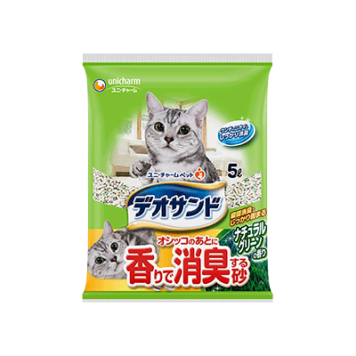 ユニ・チャーム デオサンド オシッコのあとに香りで消臭する砂 ナチュラルグリーンの香り 5ℓ×4袋
