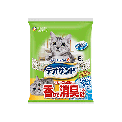 ユニ・チャーム デオサンド オシッコのあとに香りで消臭する砂 ナチュラルソープの香り 5ℓ×4袋