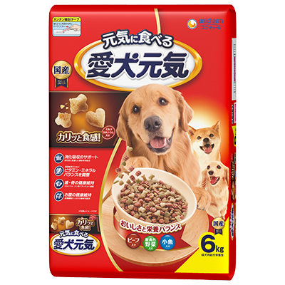 ユニ・チャーム 愛犬元気 ビーフ・緑黄色野菜・小魚入り 6kg×4袋