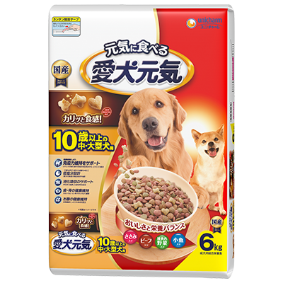 ユニ・チャーム 愛犬元気 10歳以上の中・大型犬用 ささみ・ビーフ・緑黄色野菜・小魚入り 6kg×4袋