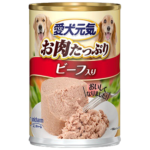 ユニ・チャーム 愛犬元気 缶 ビーフ入り 375g×48缶