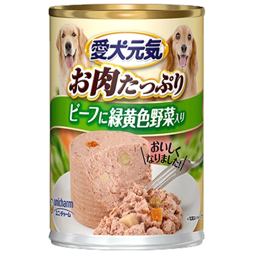 ユニ・チャーム 愛犬元気 缶 ビーフに緑黄色野菜入り 375g×48缶