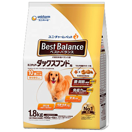 ユニ・チャーム ベストバランス カリカリ仕立て ミニチュア・ダックスフンド用 10歳以上用 1.8kg(450g×4袋)×4袋