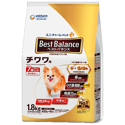 ユニ・チャーム ベストバランス カリカリ仕立て チワワ用 7歳以上用 1.8kg(450g×4袋)×4袋