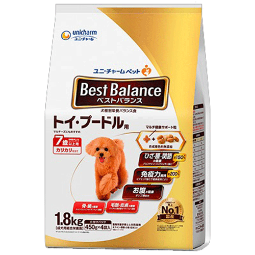 ユニ・チャーム ベストバランス カリカリ仕立て トイ・プードル用 7歳以上用 1.8kg(450g×4袋)×4袋