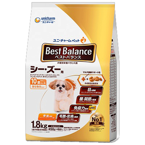 ユニ・チャーム ベストバランス カリカリ仕立て シー・ズー用 10歳以上用 1.8kg(450g×4袋)×4袋