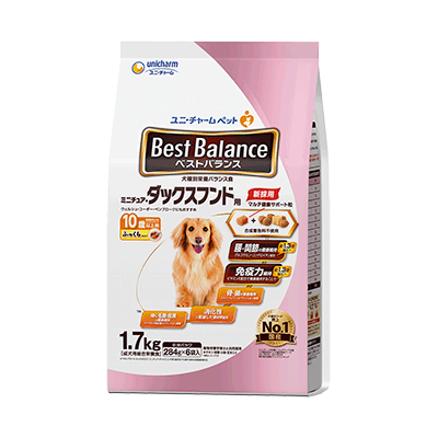 ユニ・チャーム ベストバランス ふっくら仕立て ミニチュア・ダックスフンド用 10歳以上用 1.7kg(284g×6袋)×4袋