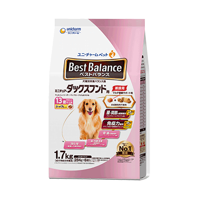 ユニ・チャーム ベストバランス ふっくら仕立て ミニチュア・ダックスフンド用 13歳以上用 1.7kg(284g×6袋)×4袋