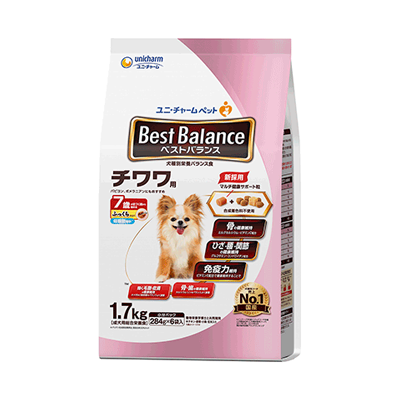 ユニ・チャーム ベストバランス ふっくら仕立て チワワ用 7歳が近づく頃から始める低脂肪 1.7kg(284g×6袋)×4袋