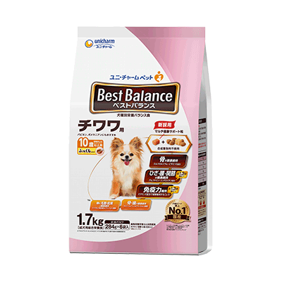 ユニ・チャーム ベストバランス ふっくら仕立て チワワ用 10歳以上用 1.7kg(284g×6袋)×4袋