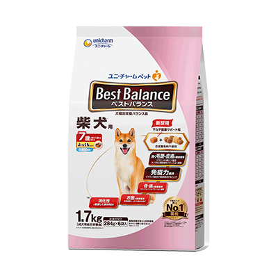ユニ・チャーム ベストバランス ふっくら仕立て 柴犬用 7歳が近づく頃から始める低脂肪 1.7kg(284g×6袋)×4袋