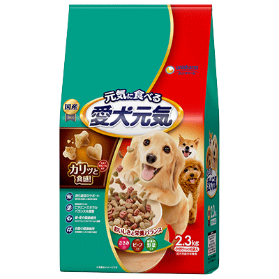 ユニ・チャーム 愛犬元気 ささみ・ビーフ・緑黄色野菜入り 2.3kg(小分けパック4袋)×4袋