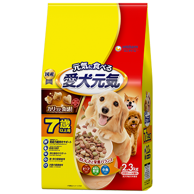 ユニ・チャーム 愛犬元気 7歳以上用 ビーフ・緑黄色野菜・小魚入り 2.3kg(小分けパック4袋)×4袋