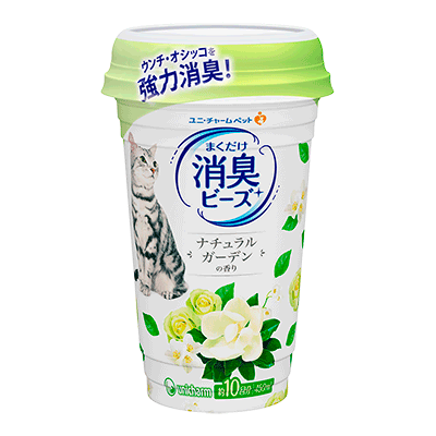 ユニ・チャーム 猫トイレまくだけ香り広がる消臭ビーズ ナチュラルガーデンの香り 450ml×9個