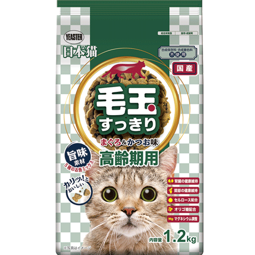 イースター 日本猫 毛玉すっきり 高齢期用 まぐろ&かつお味 1.2kg×18袋