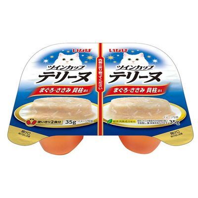 いなば ツインカップ テリーヌ まぐろ・ささみ 貝柱添え 35g×2パック(1ケース48セット)