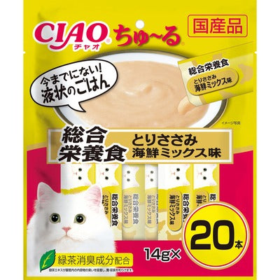いなば CIAO ちゅーる 総合栄養食 とりささみ 海鮮ミックス味 14g×20本入り(1ケース16袋)