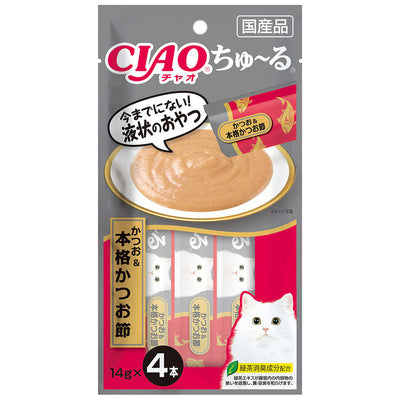 いなば CIAO ちゅーる かつお&本格かつお節 14g×4本入り(1ケース48袋)
