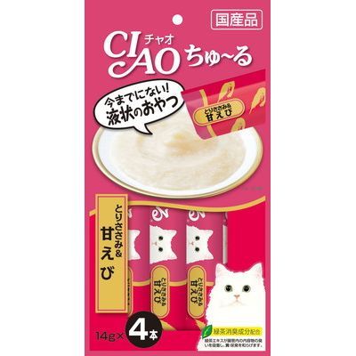 いなば CIAO ちゅーる とりささみ&甘えび 14g×4本入り(1ケース48袋)