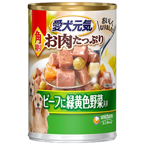 ユニ・チャーム 愛犬元気 缶 角切りビーフに緑黄色野菜入り 375g×48缶