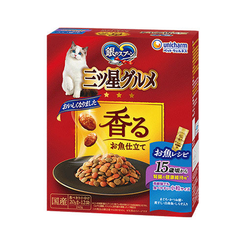 ユニ・チャーム 銀のスプーン 三ツ星グルメ 香るお魚仕立て 15歳頃から お魚レシピ 240g(20g×12袋)×14箱