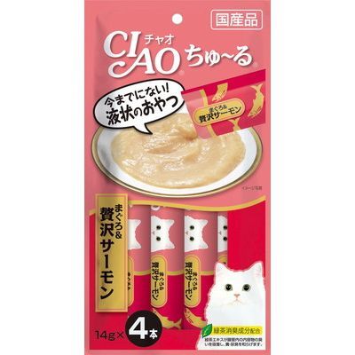 いなば CIAO ちゅーる まぐろ&贅沢サーモン 14g×4本入り(1ケース48袋)