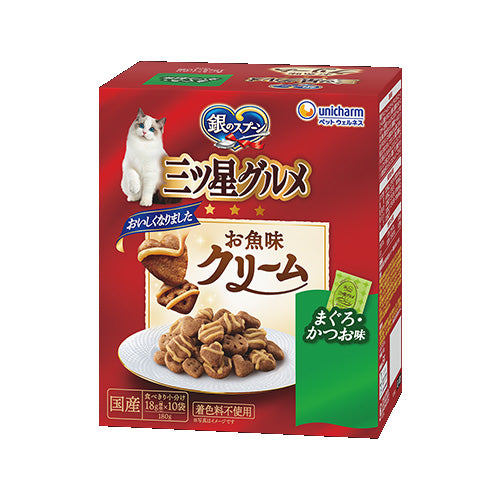 ユニ・チャーム 銀のスプーン 三ツ星グルメ お魚味クリーム まぐろ・かつお味 180g(18g×10袋)×12箱