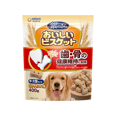 ユニ・チャーム 銀のさら おいしいビスケット 歯・骨の健康維持 中・大型サイズ 400g×12袋
