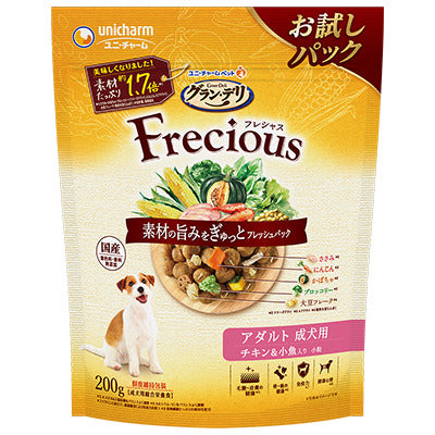 ユニ・チャーム グラン・デリ フレシャス アダルト成犬用 チキン＆小魚入り 200g×18袋