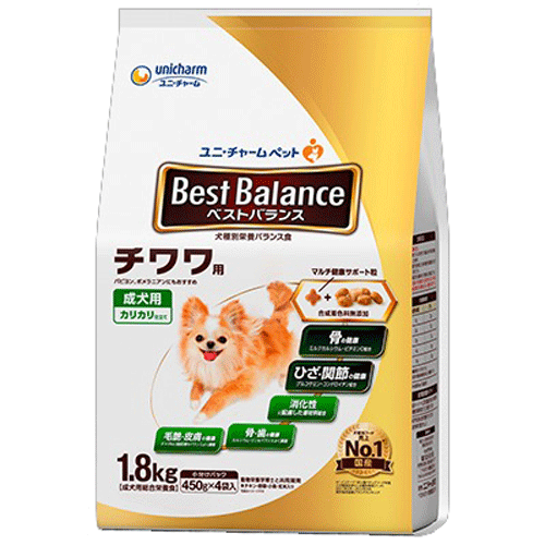 ユニ・チャーム ベストバランス カリカリ仕立て チワワ用 1.8kg(450g×4袋)×4袋