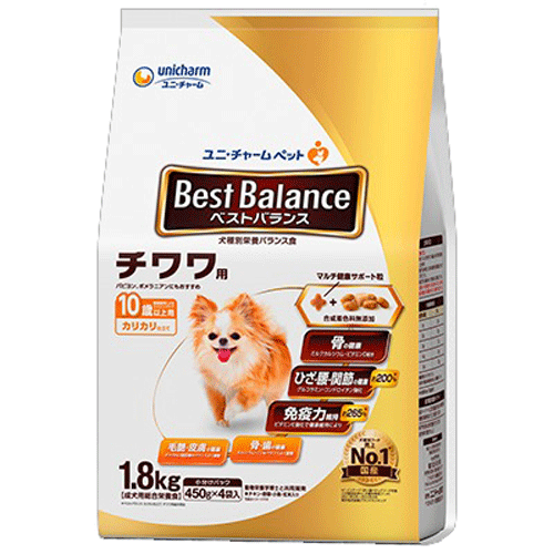 ユニ・チャーム ベストバランス カリカリ仕立て チワワ用 10歳以上用 1.8kg(450g×4袋)×4袋