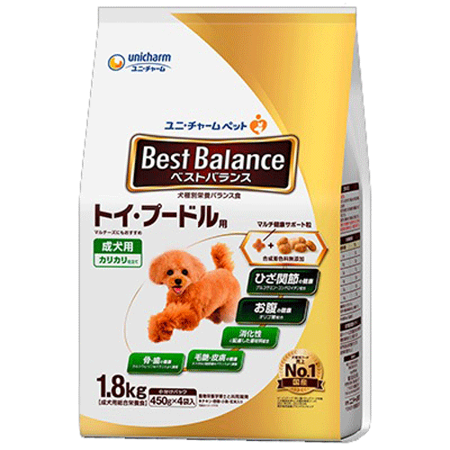 ユニ・チャーム ベストバランス カリカリ仕立て トイ・プードル用 1.8kg(450g×4袋)×4袋