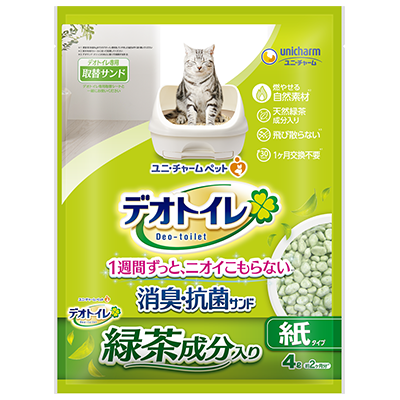 ユニ・チャーム デオトイレ 緑茶成分入り消臭・抗菌サンド 4ℓ×8袋