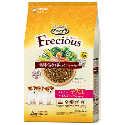 ユニ・チャーム グラン・デリ フレシャス パピー子犬用 チキン＆ビーフ入り 2kg(334g×6袋)×4袋