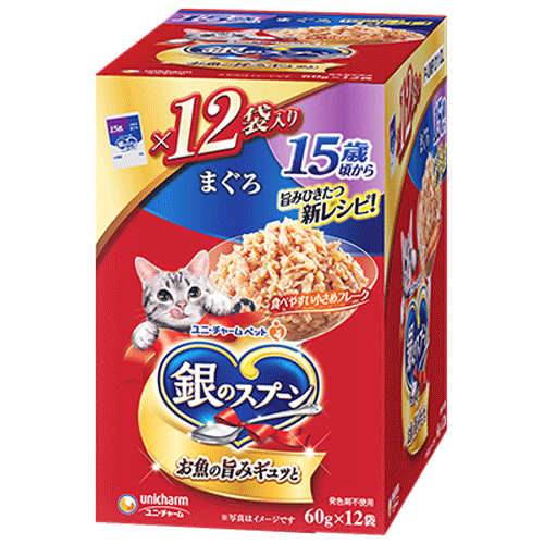 ユニ・チャーム 銀のスプーン パウチ 15歳頃から まぐろ 60g×12袋(1ケース10箱)