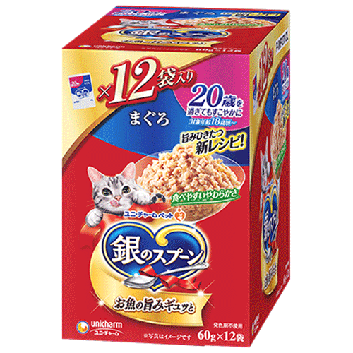 ユニ・チャーム 銀のスプーン パウチ 20歳を過ぎてもすこやかに まぐろ 60g×12袋(1ケース10箱)
