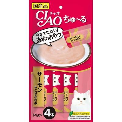 いなば CIAO ちゅーる サーモン＆とりささみ 14g×4本入り(1ケース48袋)