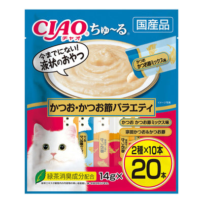 いなば CIAO ちゅーる かつお・かつお節バラエティ 14g×20本入り(1ケース16袋)