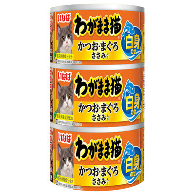 いなば わがまま猫 白身のせ かつお・まぐろ ささみ入り 140g×3缶(1ケース54缶)