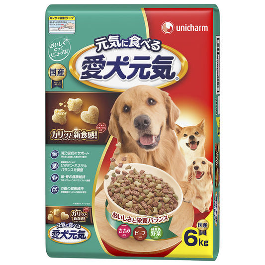 ユニ・チャーム 愛犬元気 ささみ・ビーフ・緑黄色野菜入り 6kg×4袋