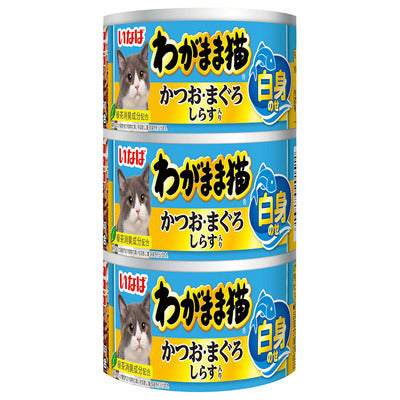 いなば わがまま猫 白身のせ かつお・まぐろ しらす入り 140g×3缶(1ケース54缶)