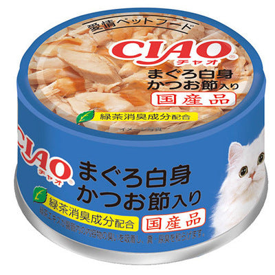 いなば CIAO ホワイティ まぐろ白身 かつお節入り 85g×48缶