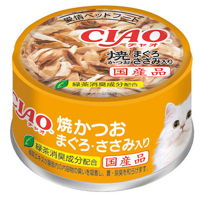 いなば CIAO ホワイティ 焼かつお まぐろ・ささみ入り 85g×48缶