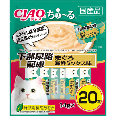 いなば CIAO ちゅーる 下部尿路配慮 まぐろ 海鮮ミックス味 14g×20本入り(1ケース16袋)